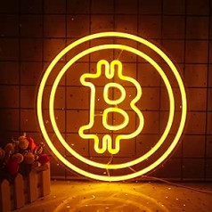 Bitcoin LED gaismas reklāma Zelta neona gaismas zīme virtuālās valūtas forma USB neona sienas gaismas izkārtnes sienas māksla Bitcoin faniem Guļamistaba Birojs Banka Finanses Uzņēmuma Veikala dekorēšana