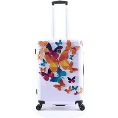 Saxoline Butterfly Fun Trolley Suitcase Size M, Colourful, Hard shell trolley with spinner wheels