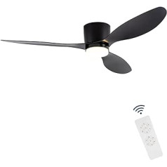 CANEOE griestu ventilators ar apgaismojumu, moderns LED griestu apgaismojums ar ventilatoru un tālvadības pulti, 106 cm regulējama lampa ar ventilatoru viesistabai, guļamistabai, ēdamistabai, viesistabai (melna)