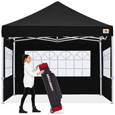 ABCCANOPY Pop Up Gazebo 2.5 x 2.5 m Outdoor Party Tent Wedding Instant Shelter with Elegant Church with Carry Bag/Bag (Black)