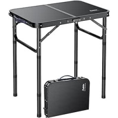 Anbte Aluminium Camping Table, Garden Table with 3 Heights, Foldable Camping Table, Black
