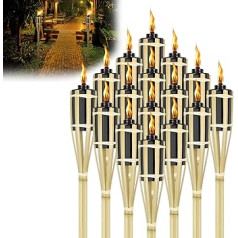 LZQ Pack of 24 Outdoor Garden Torches, 90 cm Garden Torches, Oil Torches, Bamboo Torches for Outdoor Decoration