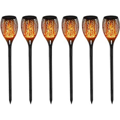 kefflum 6 x saules liesmas gaismas, saules gaismas āra saules dārza gaismām, 96 LED saules lampa, dārza lāpas, IP65 dārza apgaismojumam ar reālistiskām liesmām, automātiska ieslēgšana/izslēgšana āra siltā gaisma