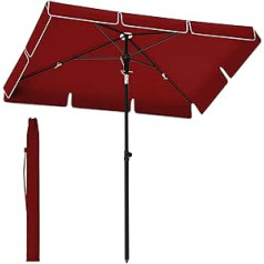 SONGMICS balkona saulessargs, taisnstūrveida dārza lietussargs, UV aizsardzība līdz UPF 50, saliekamais lietussargs ar PA pārklājumu dārza iekšpagalmam, bez statīva - sarkans