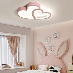 JAYEUW LED Dimmable Ceiling Light in Heart Shape Ceiling Light for Children's Room Remote Control Hallway Lamp Colour Changing Bedroom Ceiling Light (Pink)