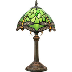 wecrejoni Tiffany Lamp Green Dragonfly vitrāžas galda lampa 8 x 8 x 14 collu Green Dragonfly stila rakstāmgalds lasīšanai gaismas dekors Nākamā guļamistaba Dzīvojamā istaba Sākums