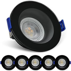 KYOTECH LED Padziļināts Prožektors 230 V 5 W IP65 Griestu prožektori Ultra Flat 3000 K Silti balti Padziļināti Prožektori Diametrs 68 mm 500 lm Vannas istabai Dzīvojamā istaba Apaļa Melna Pack of 6