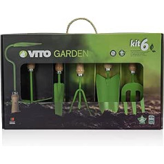 VITO Garden Garden Tool Set 6 Pieces - Flower Trowel, Weed Cutter, Hand Claw, Flower Fork - for Garden and Balcony - High-Quality Steel Garden Tools - Handmade in Portugal