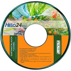 HELO Garden hose 25 m (3/4 inch) green, reinforced 3-layer water hose made of flexible PVC with mesh polyester fibre, 10 bar burst pressure, elastic soft and easy to move