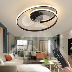 CANEOE griestu ventilators ar apgaismojumu, moderns LED aptumšojams griestu apgaismojums ar ventilatoru, 3 lāpstiņu ventilatora apgaismojums ar tālvadības pulti, 6 ātrumi, atbalsta taimeris ēdamistabai, guļamistaba