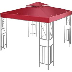 Flexzion Replacement Canopy 2.4 x 2.4 m 2 Tier Smooth Edge Polyester UV30 Waterproof Garden Patio Gazebo Sun Shade - Red