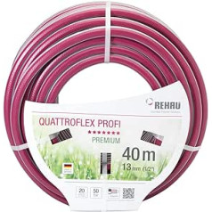 REHAU Premium dārza šļūtene Quattroflex Professional 1/2 collas 40 m: profesionāliem lietojumiem, bez saliekšanās, bez vērpšanas, īpaši izturīga pret spiedienu