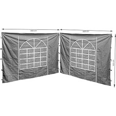 QUICK STAR 2 Side Panels with PVC Window 300 x 195 cm for Sahara Gazebo 3 x 3 m Side Wall Grey