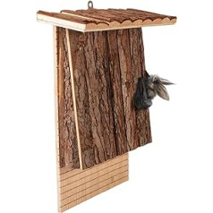 GARDIGO® sikspārņu kaste izgatavota no dabīga koka I pret laikapstākļiem izturīga I liela sikspārņu ligzdošanas kaste pakarināšanai I ligzdas kaste sikspārņiem I Sikspārņu māja I Izmērs: apm. 40 x 32 x 11 cm