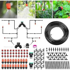 Aiglam 40M Irrigation System, Micro Drip Irrigation Kit Garden Watering Flower Bed, Terrace Plants Automatic Sprinkler Drip Irrigation Kit, 30m