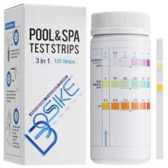 Bosike 3 in 1 Whirlpool, Pool Tester & Spa Test Strips Set - 125 Water Testers for Free Chlorine, Alkalinity, Bromine and pH Value