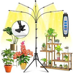 Wolezek Plant Lamp LED Full Spectrum, 5 Head 100 LEDs Plant Light with Stand, Grow Lamp for Plants with 6/12/16H Timer, 3 Colour Modes and 5 Levels Dimmable, Grow Light, Indoor Plants