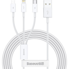 USB-кабель Baseus Superior Series 3в1 к Lightning, USB-C, Micro USB 3,5А, 1,2м (белый)