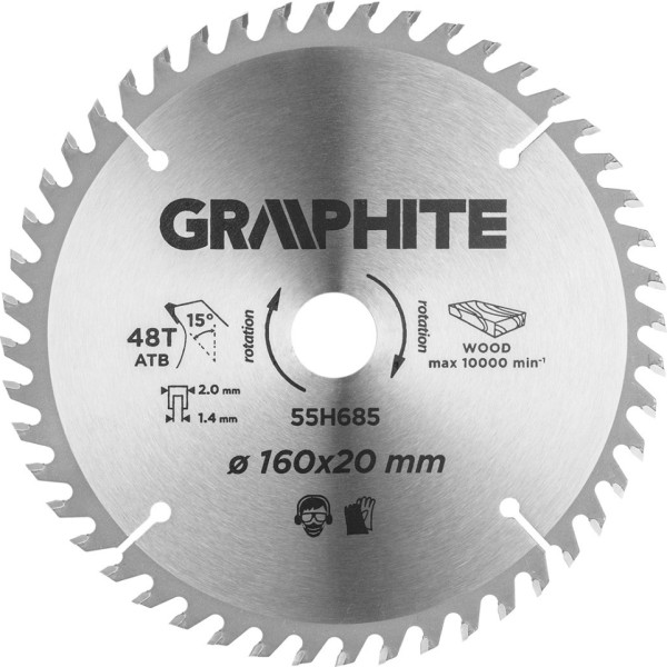 Graphite Zāģa asmens, iegremdēšanas zāģis, Widia, 160 x 1,4 x 2,0 x 20 mm, 48 zobi