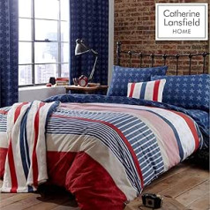 Catherine Lansfield Stars and Stripes Fitted Sheet Spannbetttuch, amerikanisches Flaggendesign, für Doppelbett, Multi, Einzelbett