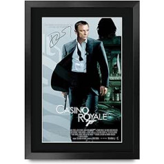 HWC Trading A3 FR Džeimss Bonds - Kazino Royale filmas plakāts Daniela Kreiga parakstīta dāvana, kas izstrādāta A3 formātā, drukāta autogrāfa filma dāvanas Drukāt fotoattēlu attēlu displejs