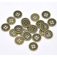 100 x Antique Bronze Vintage Color Round 4 Hole Metal Buttons 18mm