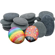 Deefongo 10 Pieces Grey 7-9 cm Ellipse Painting Stone Painting, Stones for Painting, Painting Rock Painting Stones for Arts and Crafts Flat Stone for Painting (StoneMiddle-L, Grey)