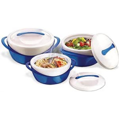 Pinnacle Thermoware, 3 Stück Set Auflaufform – Große Suppen- und Salatschüssel Set – izolēts Servierschale mit Deckel – Tolle Schale für Urlaub, Abendessen und Party