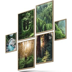 BLCKART Infinity plakātu komplekts Sapņains mežs - Apdrukāts uz abām pusēm - Premium plakāts - Attēli sienu dekorēšanai - Izmērs M 4 x A4 un 2 x A5