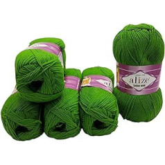 Alize Cotton Gold 5 x 100 g mezgimo vilna 55% medvilnė, 500 g vilna, paprasta (žalia 126)