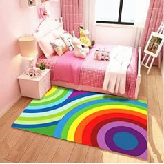 USTIDE Kinder-Spielteppich, 0,8 x 1,6 m, bunte Regenbogen-Spielmatte, mazgāšanas stienis, leicht caurspīdīgs, weich, für Kinderzimmer, Schlafzimmer, Dekoration, Wohnzimmer, Teppiche