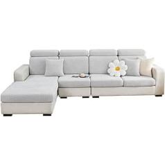 jianyana universāls žakarda L formas elastīgs dīvāna sēdekļa spilvena pārvalks, nodilumizturīgs mēbeļu aizsargs spilveniem no Chaiselase, neslīdošs spandeksa aizsargpārvalks (ritma gaiši pelēks, kušete)