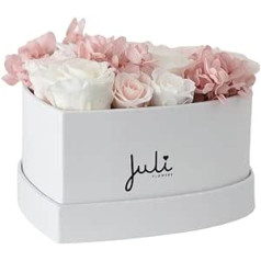 Juli Flowers Big Love Infinity Roses | Large Heart Shaped Box with Hydrangea and 12 Infinity Roses | White | Handmade in Germany | S