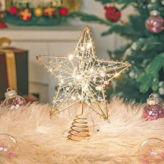 Qivange Christmas Tree Topper Star with LED Lights, Christmas Decoration, Christmas Tree Topper Lighting Decoration