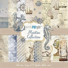 Popieriai jums – Scrapbooking ir amatų popieriaus rinkinys „Maritime“ kolekcija, apima 20 dvipusių skirtingo dizaino popierių, dydis 15,24 x 15,24 cm (6 x 6 coliai)