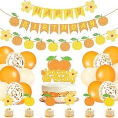 G-LOVELY's Orange Daudz laimes dzimšanas dienas ballītes dekorēšanas komplekts Mandarīns Baloni Mandarīns Dzimšanas dienas Reklāmkarogs Saldo apelsīnu ziedu kūku pildījumi Ogu tēmu dekors Vasaras augļu ballīšu piederumi bērnu dušas meiten