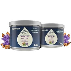 Glade aromterapijas sveces moments Zen Infusées ēteriskās eļļas, lavandas un sandalkoks — 2 sveces