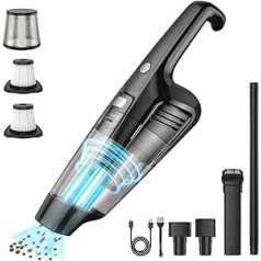 Auriox Handheld Vacuum Cleaner Battery Wireless, Car Vacuum Cleaner with Brushless Motor, 95000/14500Pa Suction Power, 2-in-1 Dust Brush, Washable HEPA Filter, 340 ml Dust Container, Handheld Vacuum