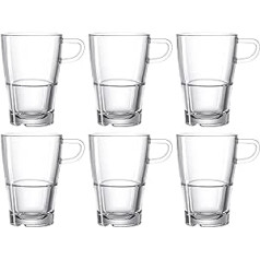 LEONARDO HOME Senso Latte-Macchiato Tasse, Kaffee-Gläser mit Henkel, spülmaschinengeeignete Glas-Becher, 6er Set, 350 ml, 024014