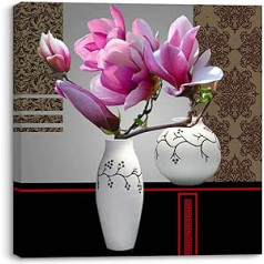 Piy Painting Canvas Pictures - Pink Orchid in Vase - Flower Pictures on Canvas Wall Decoration Design Wall Picture with Inner Frame for Yoga Room Bedroom Office Home Decoration 1 Panel 30 x 30 cm