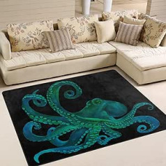 Naanle Octopus rutschfester Teppich für Wohnzimmer, Esszimmer, Schlafzimmer, Küche, 120 x 180 cm, Tier-Oktopus-Kinderzimmer-Teppich, Bodenteppich, Yoga-Matte