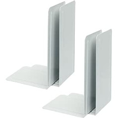 ALCO 4303-10-4 Metal Bookends, Pack of 4, White, 14 x 24 x 13 cm, for School, Office and Home