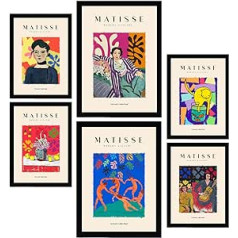 Nacnic komplekts ar 6 Anrī Matisa plakātiem Fovisma un abstraktās mākslas svinību izdrukas interjera dizainam un dekorēšanai A3 un A4 bez rāmja