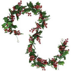 AIEX 1.8 m Red Berry Garland, Christmas Garland, Flexible Red Berries Decoration for Indoor and Outdoor Garden Home Decoration Winter Christmas