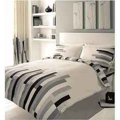 GC GAVENO CAVAILIA BLOCKS Luksusa segas gultas veļas komplekts ar spilvendrānām Polycotton Double Cream Grey Black (200x200cm)