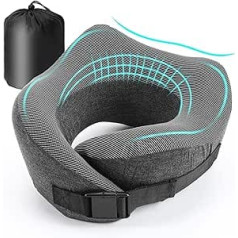 Victop Travel Pillow, Pure Memory Foam U-veida kakla spilvens, īpaši viegls pārnēsājams galvas balsts, ideāli piemērots lidmašīnas krēslam, automašīnai, mājām, birojam, miega spilvens (pelēks)