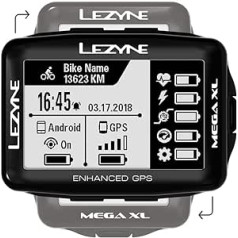 LEZYNE Mega XL GPS velodators, 48h darbības laiks, USB uzlādējams, ANT+ un Bluetooth Smart, riteņbraukšanas GPS sistēma