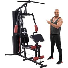 Miweba Sports 50-in-1 MK500 Pro spēkstacija - 60 kg skriemelis - Sporta fitnesa stacija mājām - Butterfly - Fitnesa vilkšanas tornis - Daudzfunkcionāls mājas trenažieris - Spēka treniņš - ar iekļautiem svariem