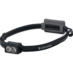 Ledlenser NEO3 LED priekšējais gaitas galvenais lukturis ar 400 lūmenu gaitas luktura baterijām sarkana aizmugurējā gaisma, atstarojoša galvas saite, grozāmās lampas galvas applūst un punktgaisma, melna/pelēka