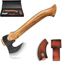 Mini Axe Hatchet with Sheath, 27 cm Golden Bird Camping Axe Hand Hatchet with Pear Wood Handle Trekking Survival Bushcraft Axe Retro Hand Forged Outdoor Axe Portable